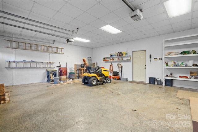 garage with a garage door opener