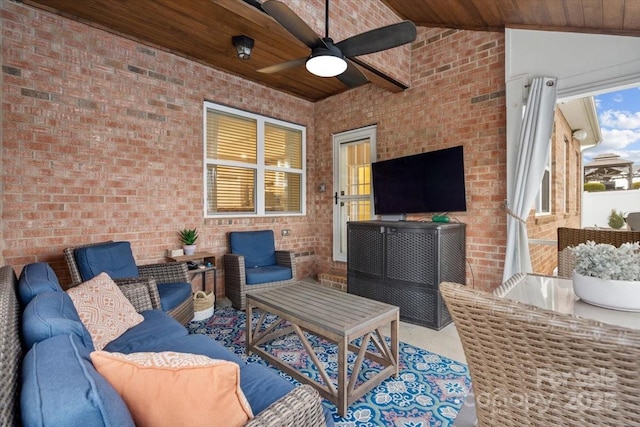 view of patio featuring outdoor lounge area and ceiling fan