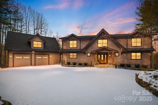 view of front of house with a garage