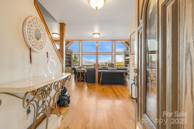 entryway with hardwood / wood-style floors