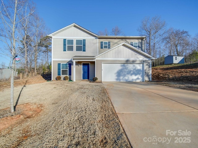 view of front of house with a garage