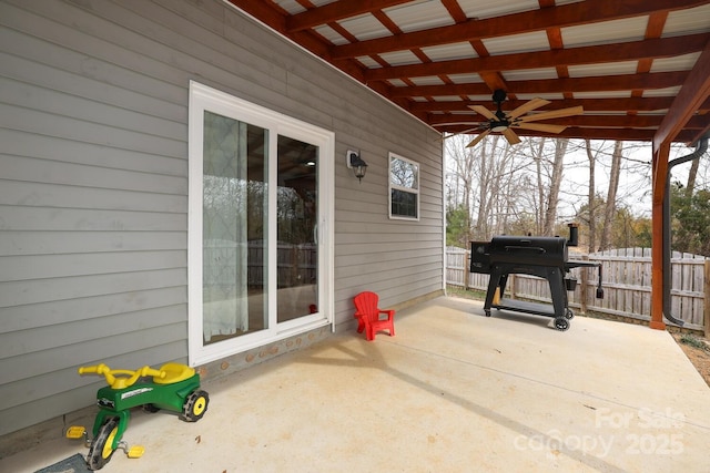 view of patio with ceiling fan