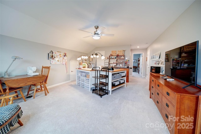 interior space featuring lofted ceiling