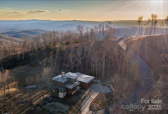 aerial view featuring a mountain view