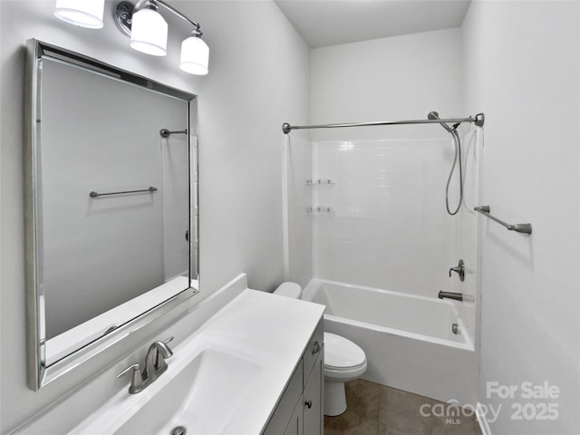 full bathroom featuring tile patterned flooring, vanity, toilet, and shower / bath combination