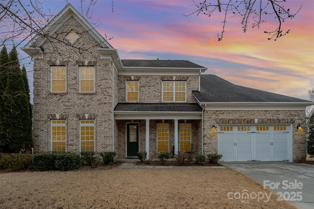 view of front of house with a garage