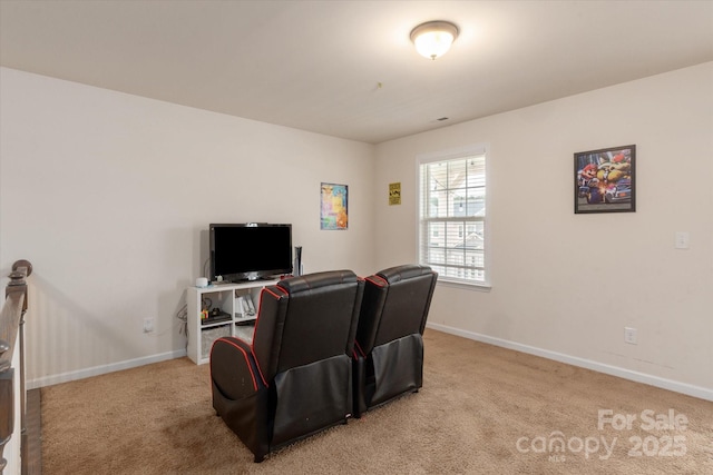 interior space featuring light colored carpet