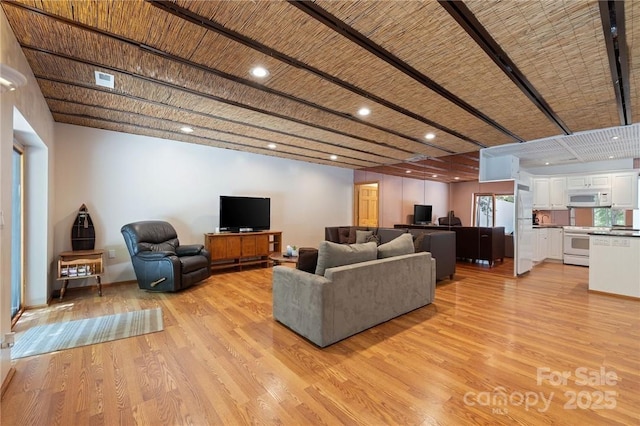 living room with light wood-type flooring