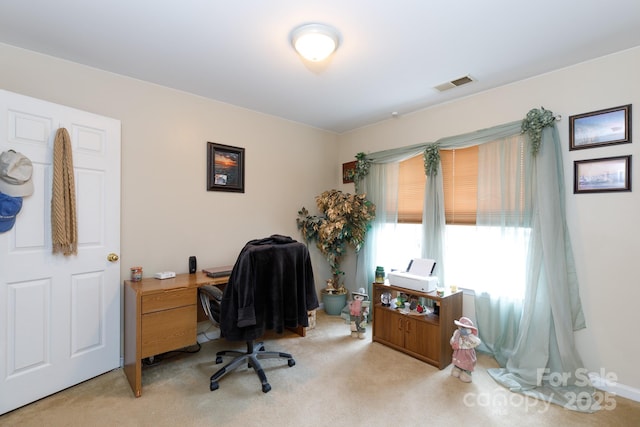 office space with light carpet