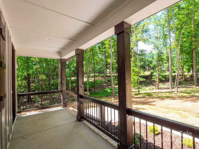 balcony featuring a porch