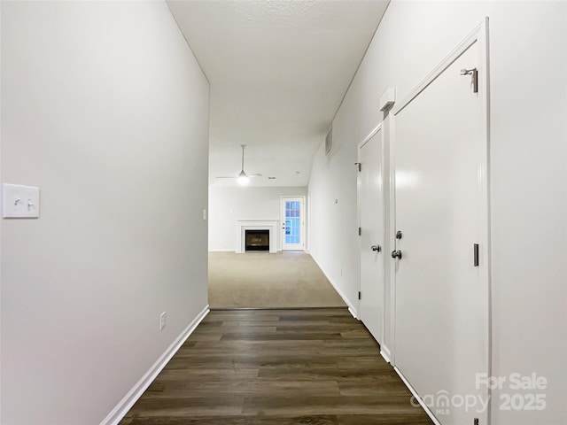 hallway featuring dark hardwood / wood-style flooring