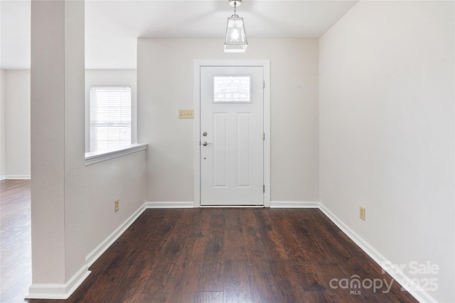 foyer with dark wood-type flooring