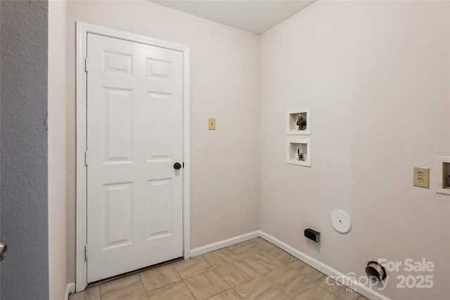 laundry area with hookup for a gas dryer, electric dryer hookup, and washer hookup