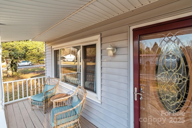 wooden deck with covered porch