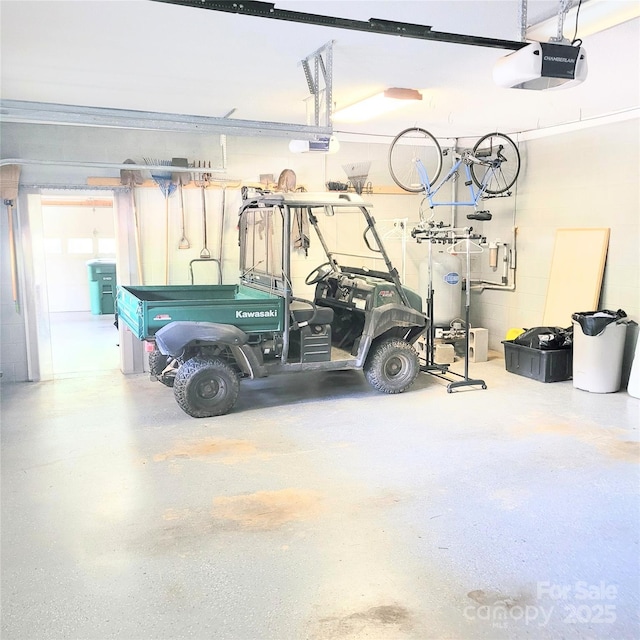 garage with a garage door opener