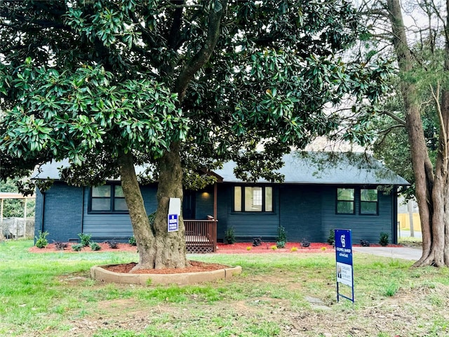 ranch-style house with a front lawn