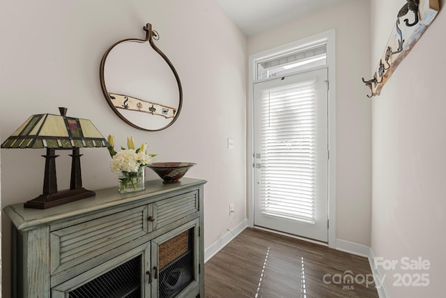 doorway featuring dark hardwood / wood-style flooring