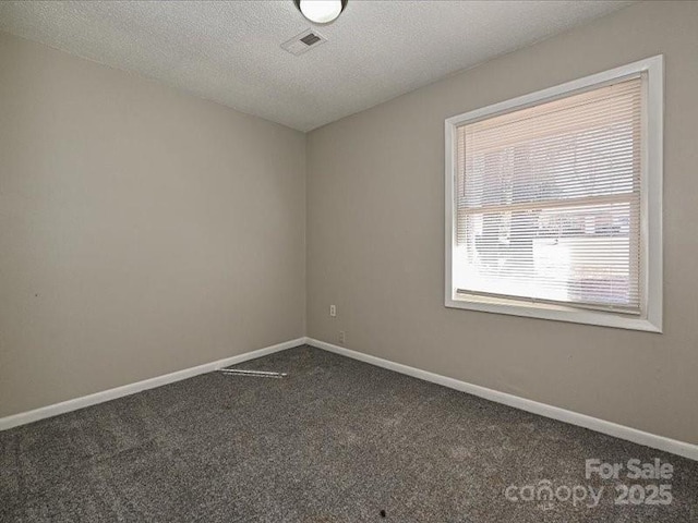 carpeted spare room featuring a textured ceiling