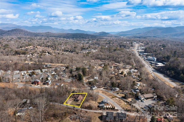 aerial view with a mountain view