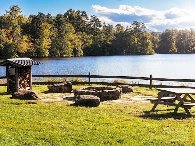 water view with a wooded view