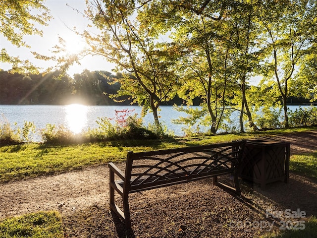 view of property's community with a water view