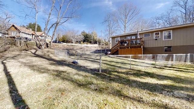 view of yard with a deck