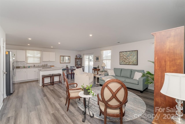 living room featuring light hardwood / wood-style floors