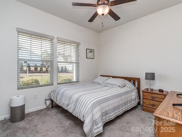 bedroom featuring carpet flooring and ceiling fan