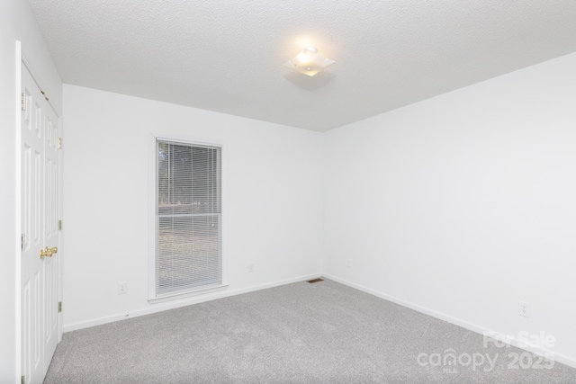 unfurnished room with carpet floors and a textured ceiling