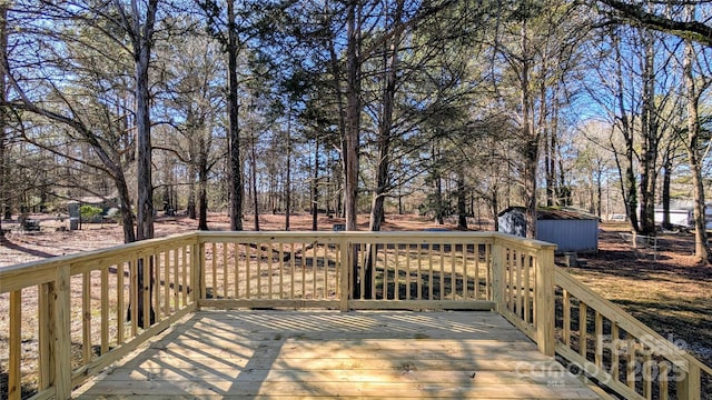 deck featuring a storage unit