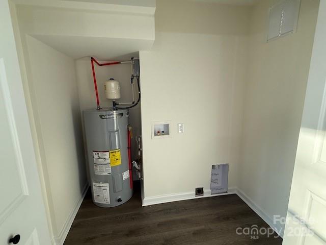 utility room with electric water heater