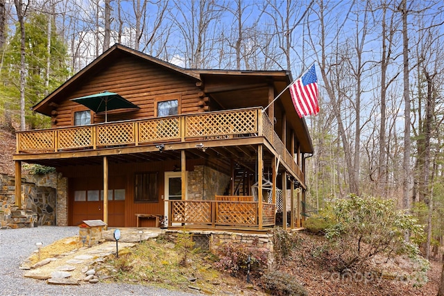 view of front of property featuring a deck