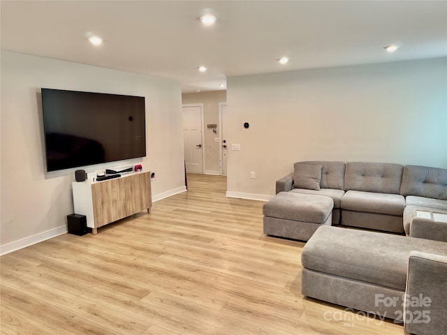 living room featuring light wood-type flooring