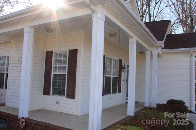 view of home's exterior with a porch