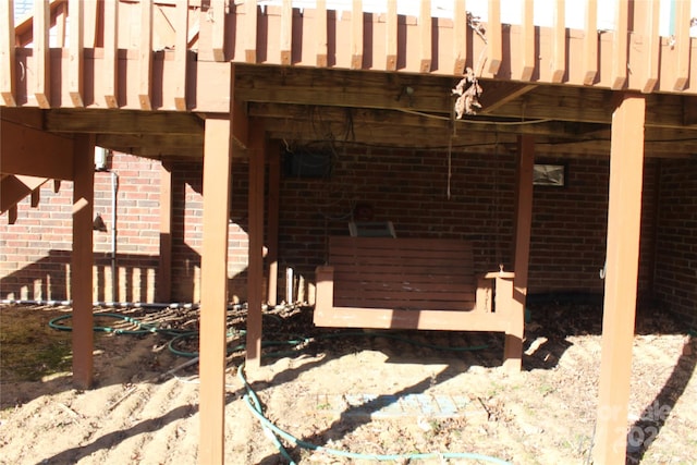 view of patio featuring an outbuilding