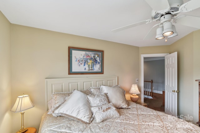 bedroom featuring ceiling fan