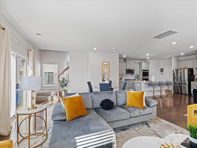 living room featuring light hardwood / wood-style flooring