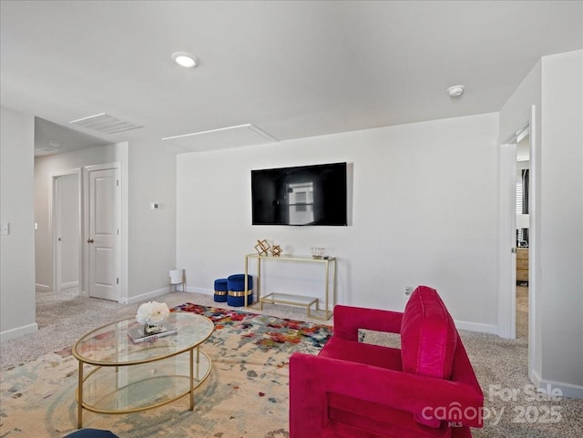 living room featuring carpet floors