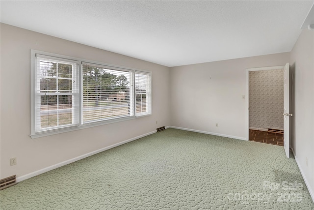 carpeted spare room featuring a textured ceiling