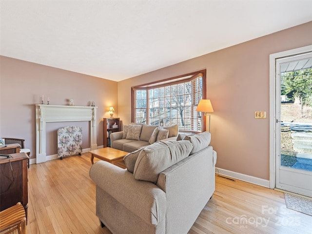 living room featuring light hardwood / wood-style flooring