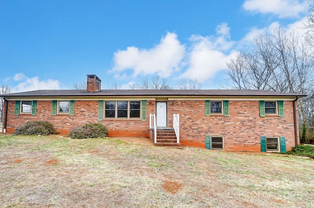 214 Hicks Hill Rd, Lawndale, NC 28090 - ranch-style house featuring brick siding, a chimney, and a front lawn