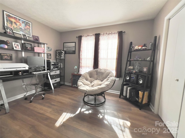 office area with dark hardwood / wood-style floors