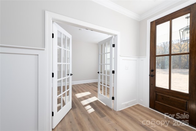 4243 Candlewood Dr Unit 9, Sherrills Ford, NC 28673 - doorway to outside featuring light wood-style flooring, french doors, and ornamental molding