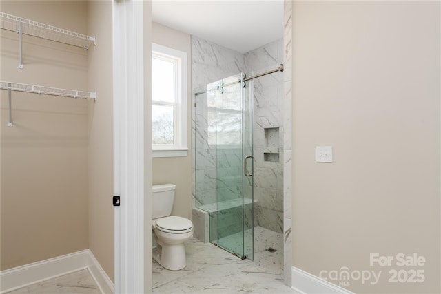 4243 Candlewood Dr Unit 9, Sherrills Ford, NC 28673 - full bathroom with marble finish floor, baseboards, a marble finish shower, and toilet
