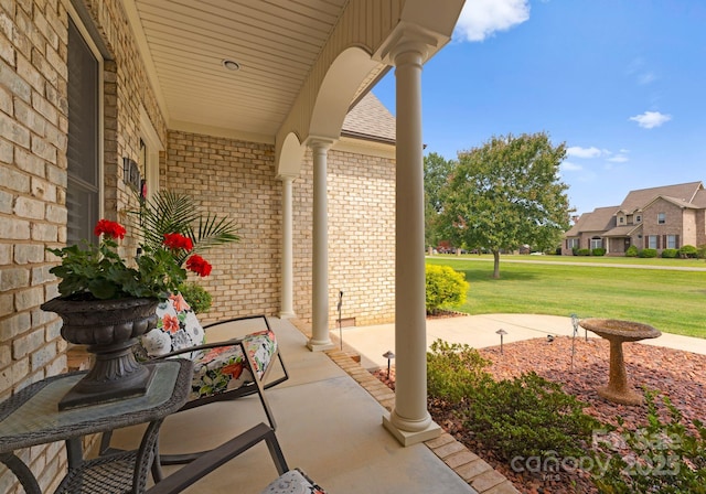 view of patio featuring covered porch