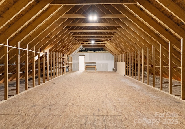 view of unfinished attic