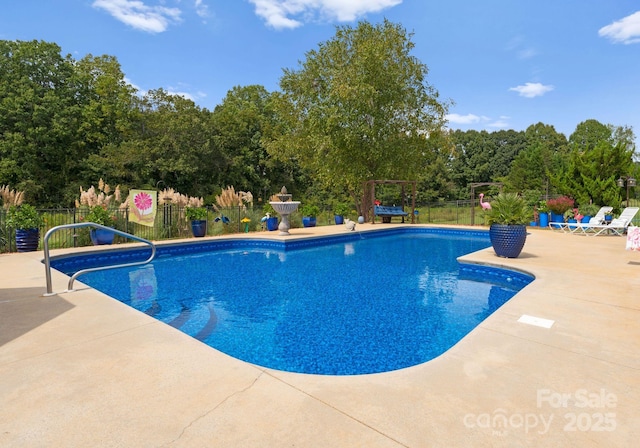 view of swimming pool with a patio area