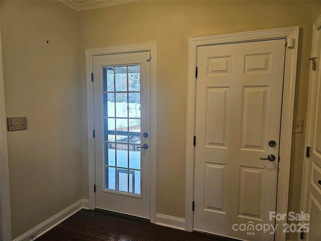 doorway to outside featuring dark hardwood / wood-style floors