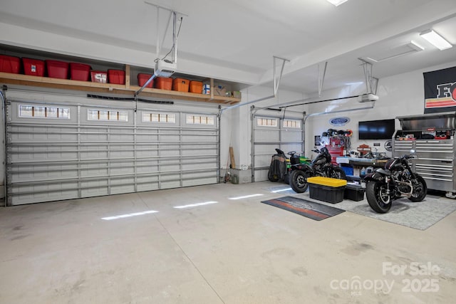 garage with a garage door opener