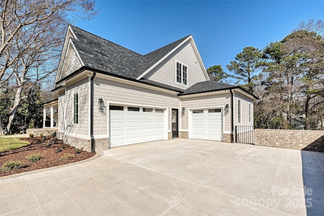 view of property exterior with a garage